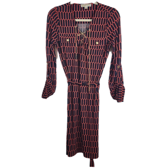 Michael Kors Coral Rose Dress w/Gold Chain accent - Picture 7 of 7